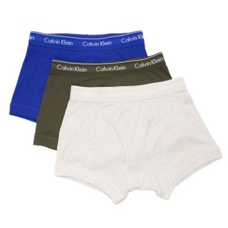 Calvin Klein Mens Cotton Classic Fit 3-Pack Trunk Boxer Briefs In Royalty/black/white