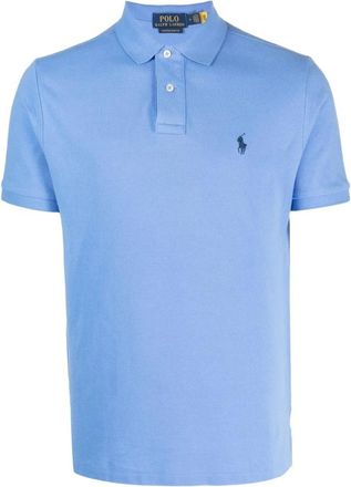 Polo Ralph Lauren Custom Slim Fit Katoenen Poloshirt - Heren - Polos - Blauw - S - Katoen - Tops
