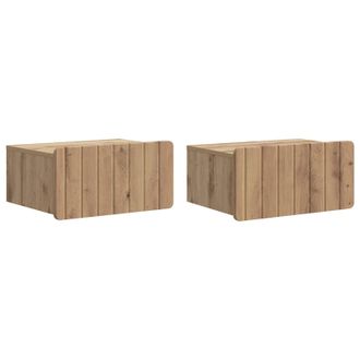 vidaXL Mesita De Noche De Pared Con Caj&oacute;n 2 Pcs Roble Artesanal Vidaxl