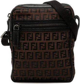 Fendi Pre-owned Cross Body Bags, female, Brown, Size: ONE SIZE Pre-owned Canvas Crossbody Bag