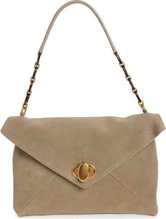 Rebecca Minkoff Love Note Suede Shoulder Bag in Mushroom at Nordstrom