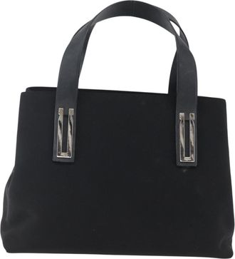 Ferragamo Vintage Handbag Canvas Black Canvas Handbag (Pre-Owned)