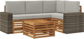vidaXL Conjunto De Sof&aacute;s De Exterior 5 Uds. Natural Y Gris Claro Vidaxl