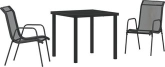 vidaXL vidaXL Garden Dining Set 3 pcs Black Textilene and steel
