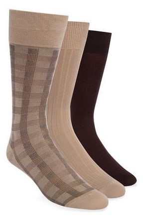 Lorenzo Uomo 3-Pack Dress Socks in Brown at Nordstrom Rack