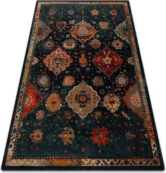 RugsX Rugsx - Wool carpet polonia Abrash oriental, flowers navy blue blue 200x300 cm