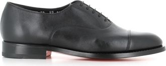 Santoni Zwarte Oxford Leren Schoenen Ambachtelijk Goodyear - Heren - Nette schoenen - Zwart - 44 EU - Leer - Schoenen