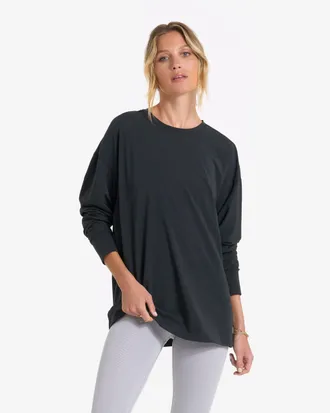 Vuori Clothing Long-Sleeve Feather Tee | Washed Black | XS, Size Extra Small