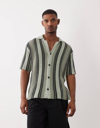 HUGO BOSS HUGO Red - Camicia oversize verde chiaro a righe