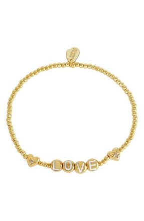 Estella Bartlett Love Letter Beaded Bracelet in Gold at Nordstrom
