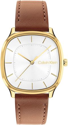 Calvin Klein Mens Rounded Case Sunray Dial Watch - Brown - OS