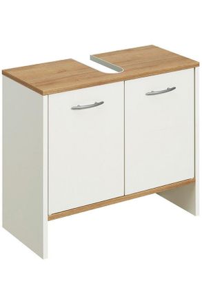 CARRYHOME Waschbeckenunterschrank, Weiß, Eichefarben, Kunststoff, 62x54x28 cm, Made in Germany, stehend, Badezimmer, Badmöbel