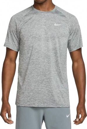 Nike Dri-Fit Advanced Stride Short Sleeve Top In Smoke Grey Heather Reflective Silver