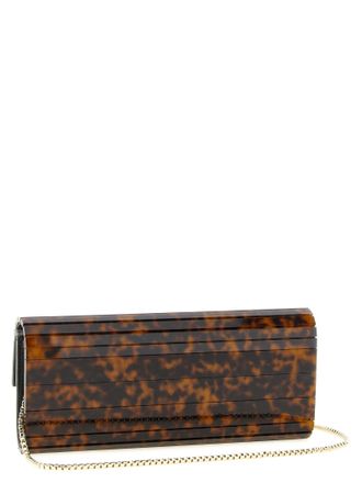 Jimmy Choo London Womens Sweetie Clutch Brown Polyester Leather Brass