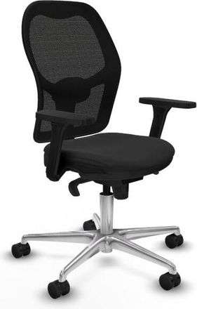 Piqueras y Crespo Piqueras Y Crespo - Jorquera Sincro Malla Negra Similpiel Negro Brazos 3d Base Aluminio Ruedas 65mm Nailon