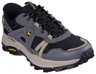 Skechers Slip-On Sneaker SKECHERS EQUALIZER 5.0 TRAIL JOHN DEERE-HARVESTER, Herren, Gr. 40, schwarz (grau, schwarz), Leder, Mesh, Schuhe Slip-On Sneaker, Schn&uuml;