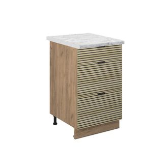 Vicco Mueble Bajo De Cocina Fame-line, Panel De Roble, 50 Cm, Et M&aacute;rmol, Vicco