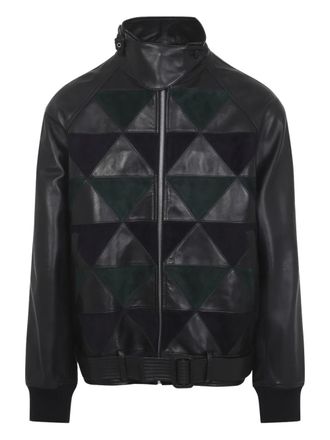 Lanvin geometric-panel leather jacket - Nero