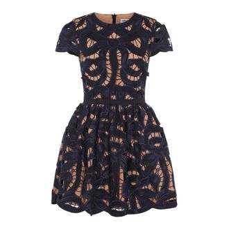 Self Portrait Short Dresses, female, Blue, Size: 2XS Navy Stylish Dress