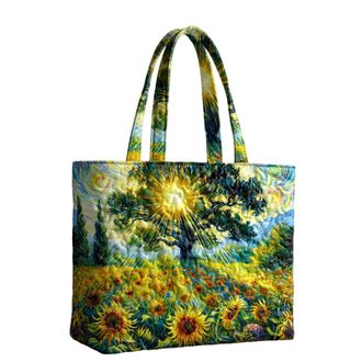 Generic Quilted Tote Bag for Women - Oil Painting | Vintage Lightweight Fashion Large Shoulder Hobo Tote Handbag | W Abstract Tree