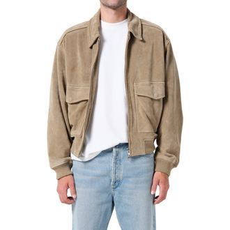 A Gold E Emil Suede Bomber Jacket in Arizona M Sand at Nordstrom, Size X-Large