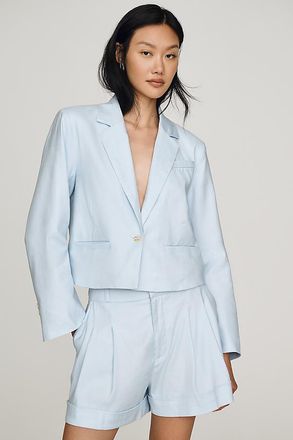 Maeve European Linen Stretch Crop Blazer Jacket