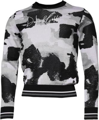 Dolce & Gabbana Multicolor Camouflage Crew Neck Men Pullover Mens Sweater