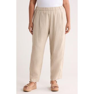 Eileen Fisher Pleated Organic Linen Ankle Lantern Pants in Undyed Natural at Nordstrom, Size 2 X