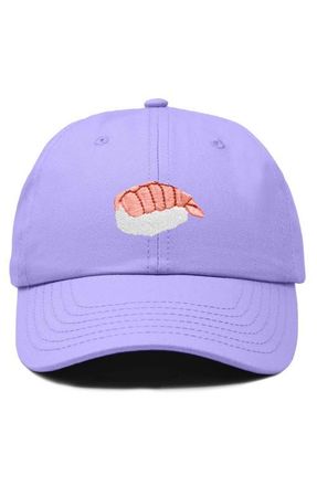 Dalix Shrimp Sushi Embroidered Dad Cap in Lavender at Nordstrom