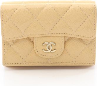 Chanel Beige Grained Calfskin Wallet (Tri-Fold) (Pre-Owned)
