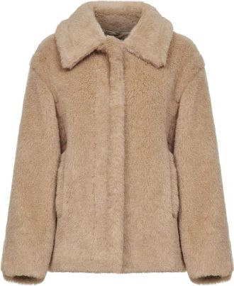 Max Mara Tritone Cropped Teddy Coat - Dames - Jassen - Beige - S - Wol - Jassen