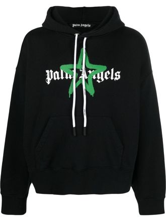 Palm Angels Felpa Star Sprayed con cappuccio - Nero