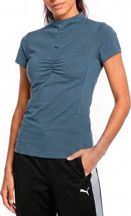 Puma Mock Neck Performance Tee in Evening Blue at Nordstrom, Size X-Small