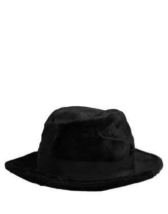 Dolce & Gabbana HAT10089 Rabbit Leather Wide Brim Fedora - Black