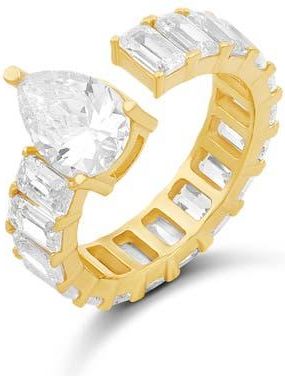 SHYMI Pear & Emerald Cut Cubic Zirconia Eternity Ring in Gold/White at Nordstrom, Size 6