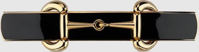 Horsebit Hair Clip With Enamel, Gold-toned metal, Gold-toned metal