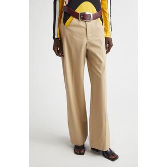 Jean Paul Gaultier Belted Cutout Cotton Straight Leg Pants in Light Beige at Nordstrom, Size Medium