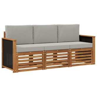 vidaXL Juegos De Sof&aacute;s Con Coj&iacute;n 3 Pcs Madera De Acacia S&oacute;lida Vidaxl