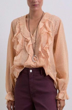 Scalpers Leopardfrills Shirt in Blush at Nordstrom, Size X-Small Eu