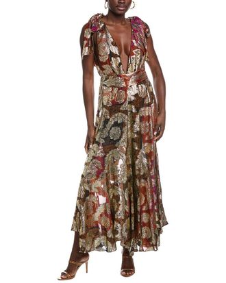 Farm Rio Jacquard Lurex Sleeveless Maxi Dress