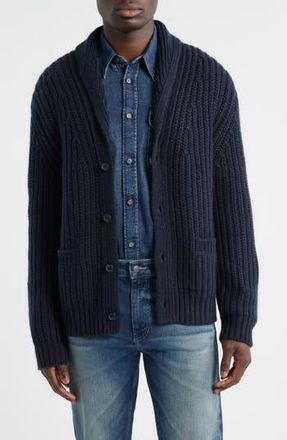 BOSS Horace Shawl Collar Ribbed Wool & Cashmere Cardigan in Dark Blue at Nordstrom Rack, Size Xx-Large