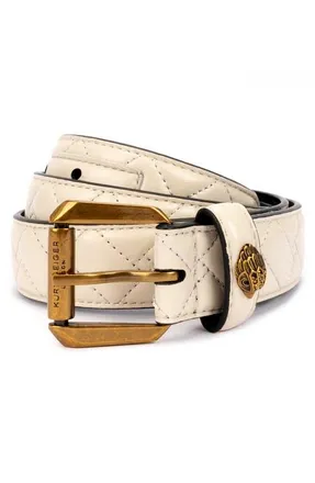 Kurt Geiger Micro Quilt Leather Belt in Bone at Nordstrom, Size X-Small