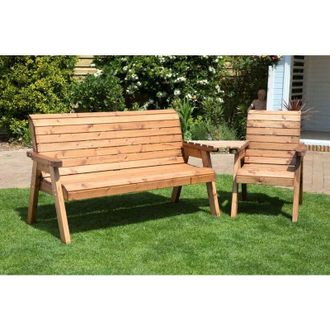 Charles Taylor Trading Charles Taylor - Wooden Companion Angled Garden 4 Seater Chair Bench