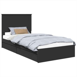 vidaXL Cama Con Almacenamiento Negro 100 X 200 Cm Madera De Ingenier&iacute;a Vidaxl