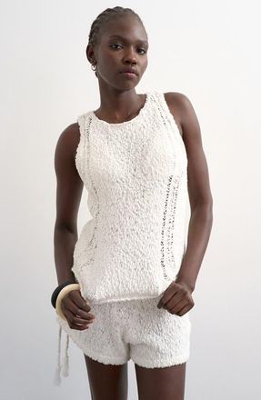 Topshop Knitted Pointelle Vest in Ivory at Nordstrom, Size X-Small