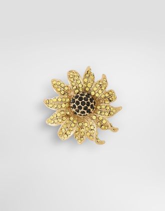 Dolce & Gabbana Sartoria Floral Brooch With Rhinestones - Man Bijoux Gold Metal Onesize
