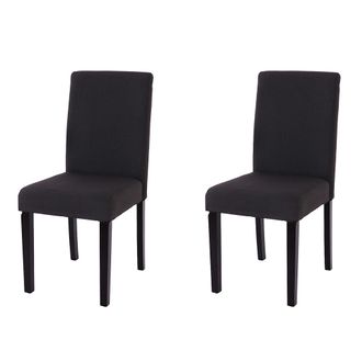 Hhg Lote De 2 Sillas De Comedor Silla De Cocina Littau, Textil, Negro, Patas Oscuras