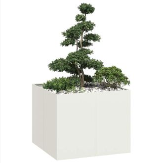 Berkfield Home Planter White 100x100x80 cm Steel | Size: 100 x 100 x 80 cm