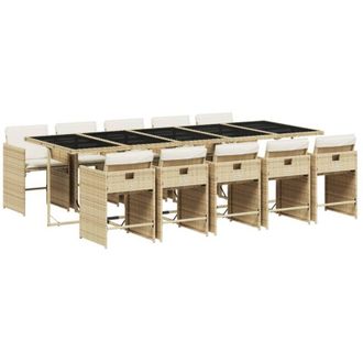 vidaXL Set Comedor De Jard&iacute;n 11 Pzas Con Cojines Rat&aacute;n Sint&eacute;tico Beige Vidaxl