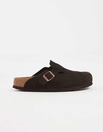 Birkenstock Boston - Zoccoli unisex in camoscio marrone moka